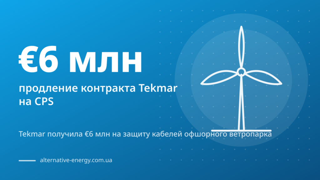 Tekmar получила €6 млн на защиту кабелей офшорного ветропарка — €6 млн продление контракта Tekmar на CPS