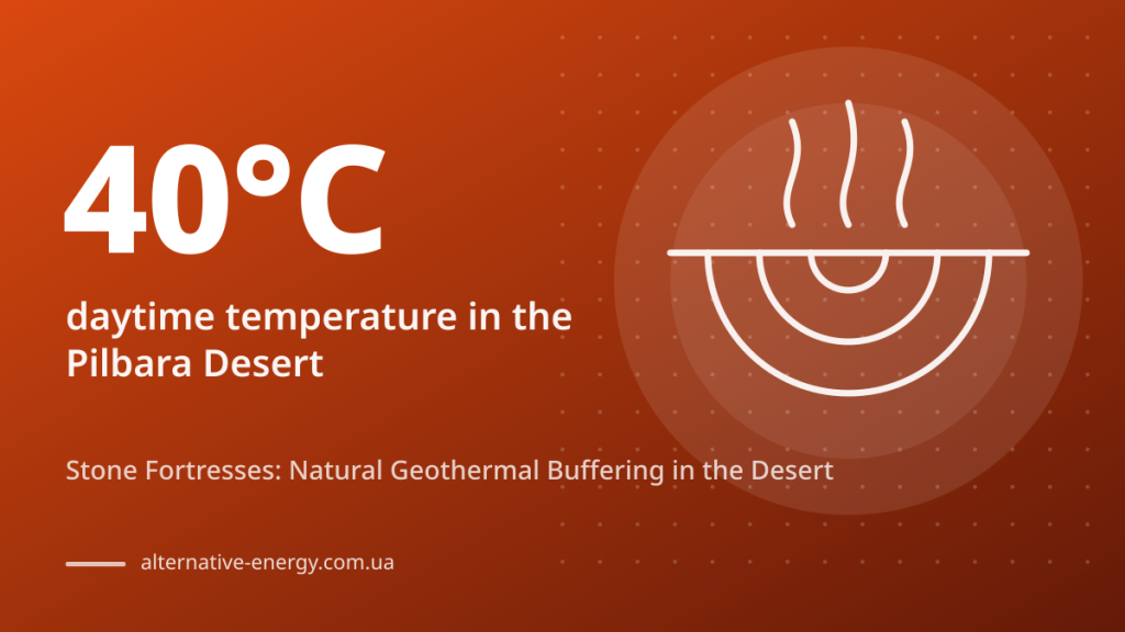 Stone Fortresses: Natural Geothermal Buffering in the Desert — 40°C daytime temperature in the Pilbara Desert