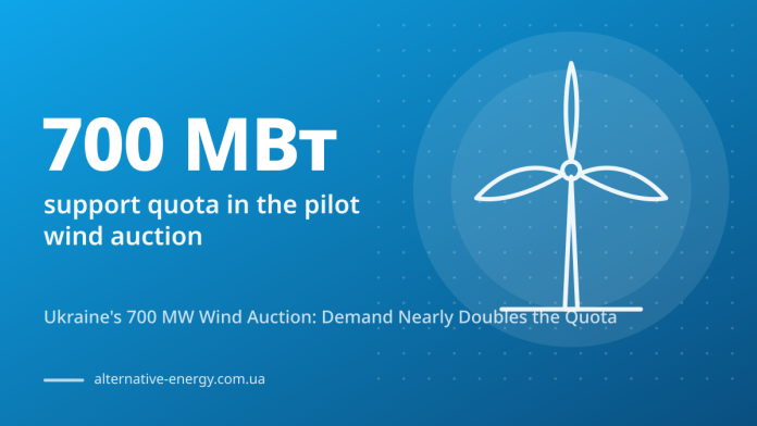 Ukraine's 700 MW Wind Auction: Demand Nearly Doubles the Quota — 700 МВт support quota in the pilot wind auction