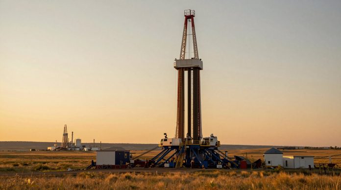 Deep geothermal drilling rig in Weld County, Colorado