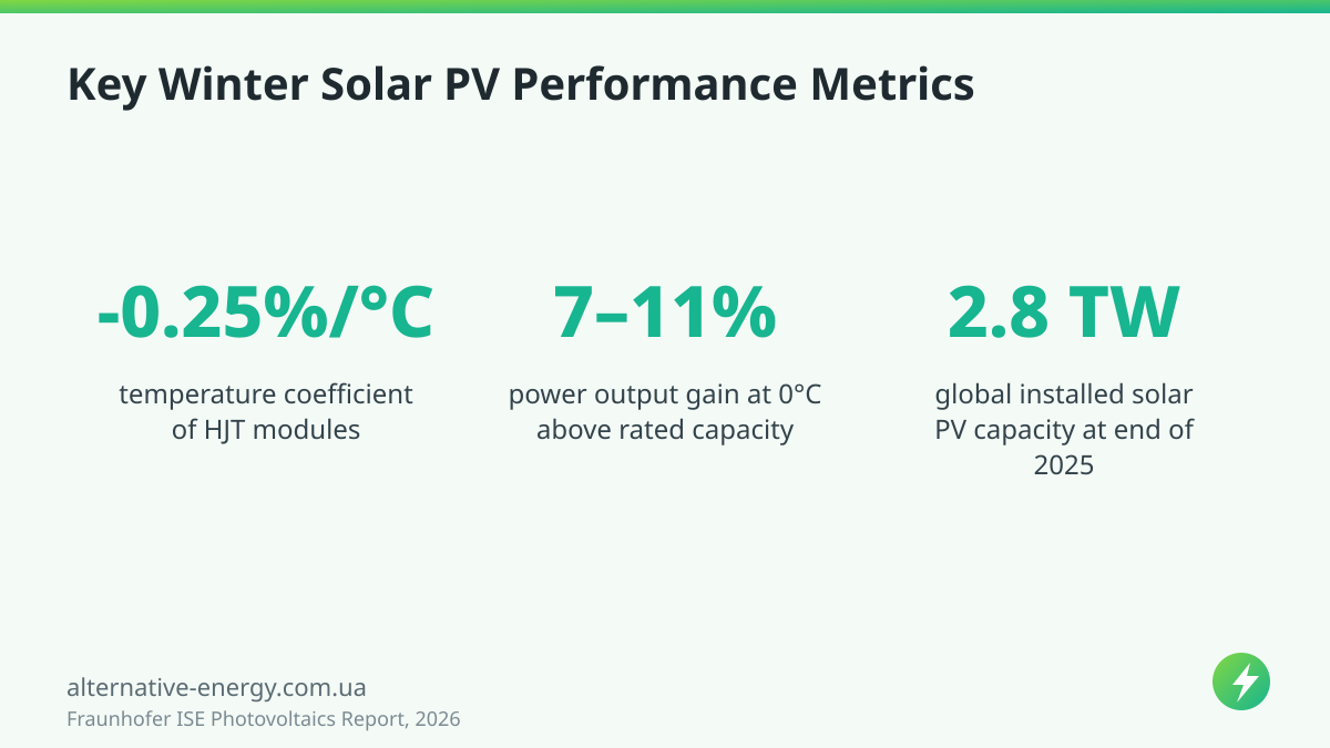 Key Winter Solar PV Performance Metrics — Fraunhofer ISE Photovoltaics Report, 2026
