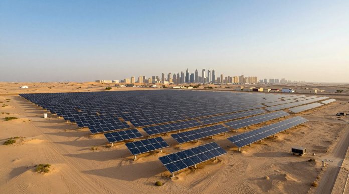 Large solar power plant in the UAE as part of the 18 GW renewables plan by 2030