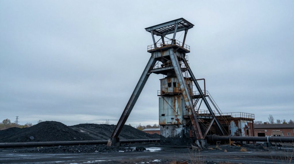 Копер колишньої вугільної шахти як ілюстрація шахтної геотермальної енергії в Європі