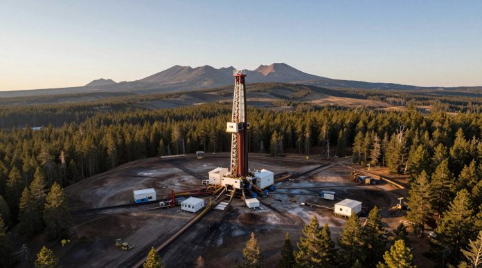 EGS geothermal drilling rig for Mazama Energy's Project Ceres at Newberry Volcano in Oregon