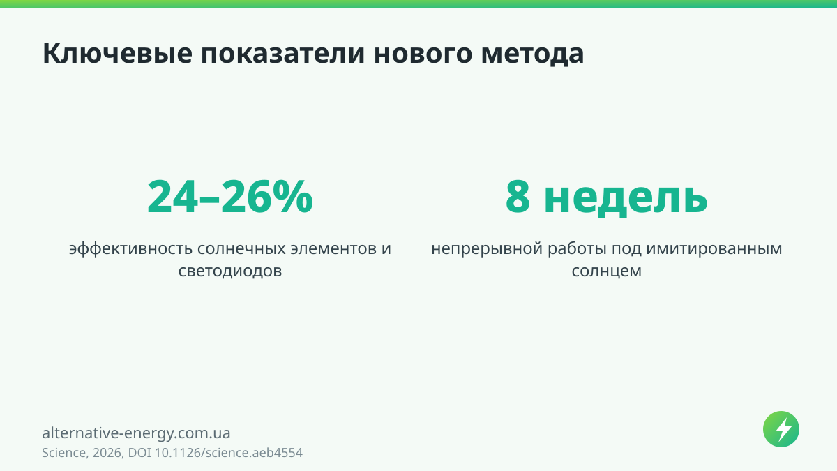 Эвтектическая жидкость повысила КПД перовскитов до 26% Ключевые показатели нового метода — Science, 2026, DOI 10.1126/science.aeb4554