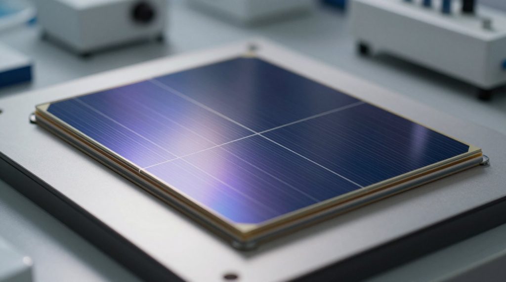 Perovskite solar cells in a research laboratory, close-up view
